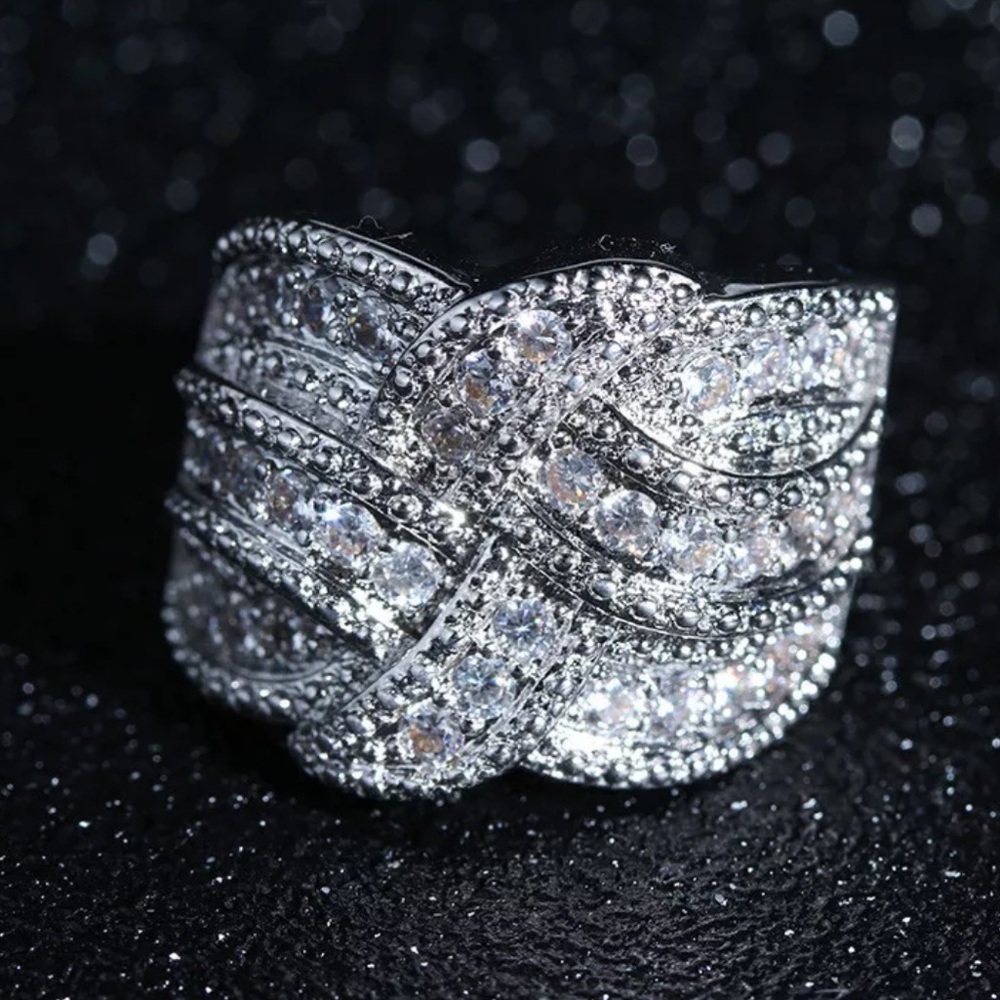 NEW 925 STERLING SILVER DIAMOND BRIDAL RING - Picture 4 of 6